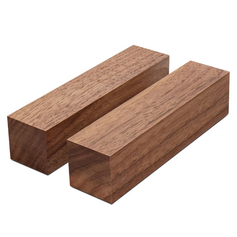 Wislist 2 Pcs Walnut Wood Log Lumber Board Knife Handle Material, Bar Shaped Square Turning BlanksHandle Plate for Instruments DIY Raw Wood Cuboid(5.1" x 1.2" x 1.2") - Image 1